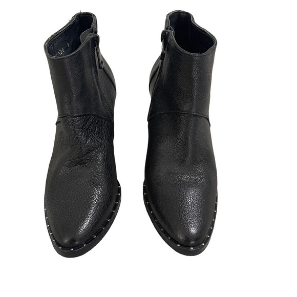 Freda Salvador Ankle Booties Black Calf Leather Block Heel Size 7 - Picture 3 of 9